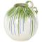 10.5" White Ceramic Vase with Green & Blue Drip Design & Handles